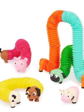 Battat Li'l Barn Buddies 5Pack Sensory Farm Animal Tubes Multicolor toddler toys
